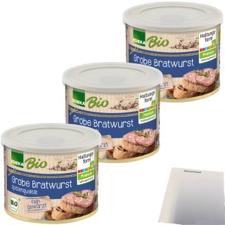 Edeka Bio grobe Bratwurst fein gewürzt 3er Pack (3x200g Dose) + usy Block
