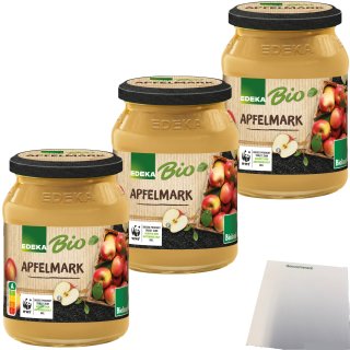 Edeka Bio Apfelmark aus 100% Äpfeln kaltgerieben 3er Pack (3x360g Glas) + usy Block