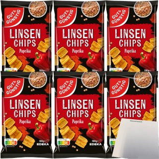 Gut&Günstig Linsenchips Paprika 6er Pack (6x100g Packung) + usy Block