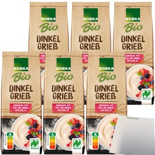 Edeka Bio Dinkelgrieß 6er Pack (6x500g Packung) + usy Block