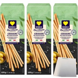 Edeka Italia Grissini mit 10 % Olivenöl aus Italien 3er Pack (3x125g Packung) + usy Block