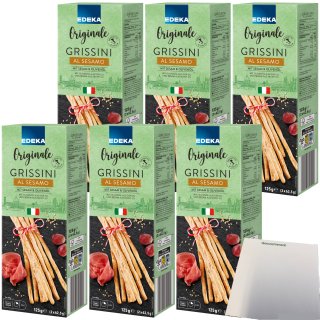Edeka Italia Grissini mit Sesam und Olivenöl 6er Pack (6x125g Packung) + usy Block