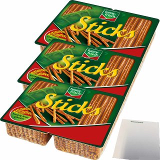 funny-frisch Sticks Salzstangen 3er Pack (3x200g Packung) + usy Block