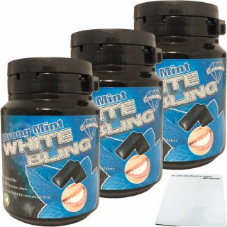 White Bling Strong Mint Kaugummi by Pietro Lombardi 3er Pack (3x63g Packung) + usy Block