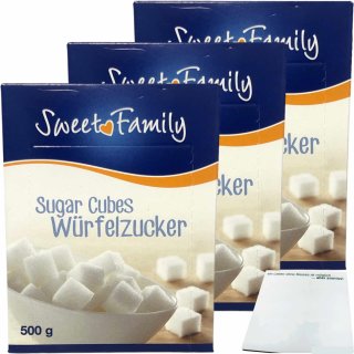 Nordzucker Sweet Family Würfelzucker 3er Pack (3x500g Packung) + usy Block