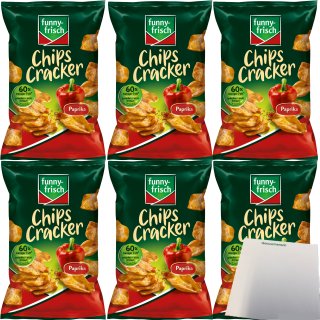 Funny-Frisch Chips Cracker Paprika 6er Pack (6x90g Packung) + usy Block