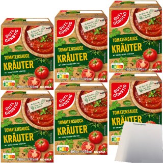 Gut&Günstig Tomatensauce Pastasauce Kräuter 6er Pack (6x390g Packung) + usy Block