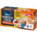 Edeka Thunfischstücke mit Olivenöl und getrockneten Tomaten 3er Pack (6x80g Dose) + usy Block