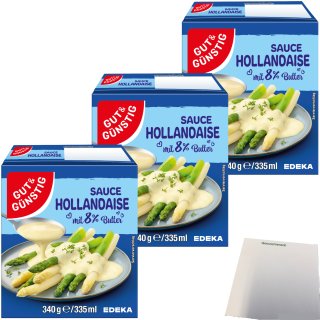 Gut&Günstig Sauce Hollandaise mit 8% Butter 3er Pack (3x335ml Packung) + usy Block