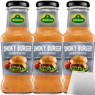 Kühne Würzsauce Smoky Burger cremig rauchiger Geschmack 3er Pack (3x250ml Flasche) + usy Block