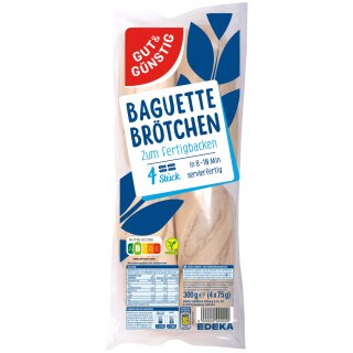 Gut&Günstig Baguettebrötchen zum Fertigbacken 4 Stück (300g Packung)