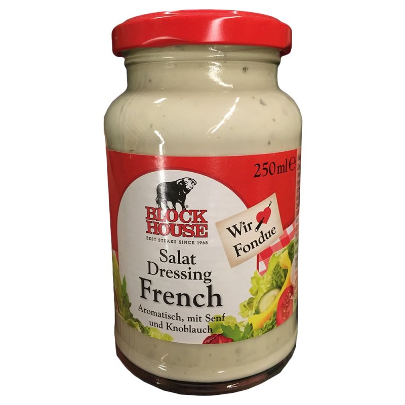 Block House Salat Dressing French mit Senf und Knoblauch (1x250ml Gla
