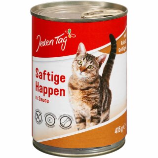 Jeden Tag Katze saftige Happen Kalb, Geflügel, Karotten (415g)