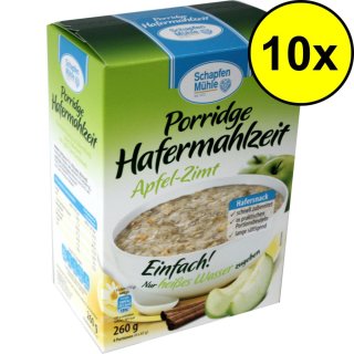Schapfen Mühle Porridge Hafermahlzeit Apfel Zimt VPE (10x260g Packung)