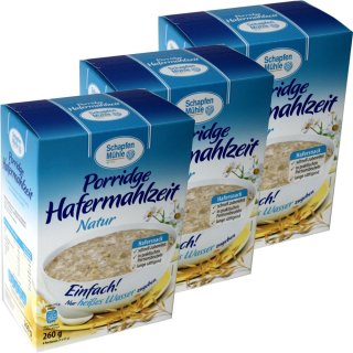 Schapfen Mühle Porridge Hafermahlzeit Natur 3er Set (3x260g Packung)