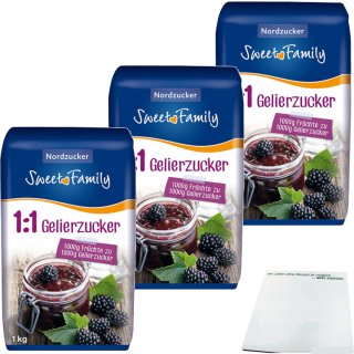 Sweet Family Gelierzucker 1:1 3er Pack (3x1kg Packung) + usy Block