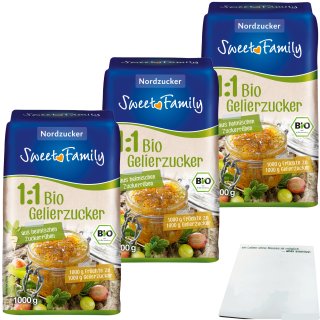 Sweet Family Bio Gelierzucker 1zu1 3er Pack (3x1kg Packung) + usy Block