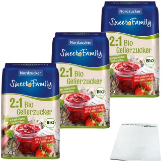 Sweet Family Bio Gelierzucker 2zu1 3er Pack (3x500g Packung) + usy Block