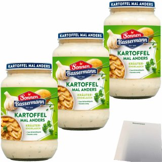 Sonnen Bassermann Kartoffel mal anders Kräuter-Knoblauch 3er Pack (3x405g Glas) + usy Block