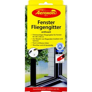 Aeroxon Fenster Fliegengitter grau 3er Packung