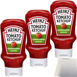 Heinz Tomato Ketchup Gewürzgurken Geschmack 3er Pack (3x400ml) + usy Block