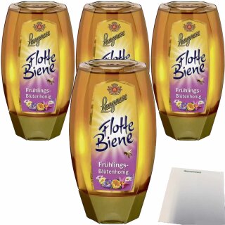Langnese Flotte Biene Frühlingsblütenhonig (4x250g Flasche) + usy Block