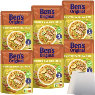 Bens Original Express bunter Paprika-Reis 6er Pack (6x220g Packung) + usy Block