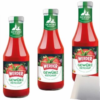 Werder Gewürz Ketchup 3er Pack (3x450ml Flasche) + usy Block