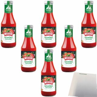 Werder Gewürz Ketchup 6er Pack (6x450ml Flasche) + usy Block
