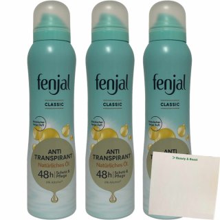 Fenjal Classic Antitranspirant Spray 3er Pack (3x150ml Flasche) + usy Block