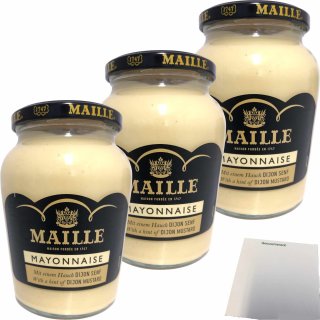 Maille Mayonnaise Gourmet mit einem Hauch Djon Senf 3er Pack (3x320g Glas) + usy Block
