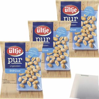 ültje Pur Erdnüsse 3er Pack (3x200g Beutel) + usy Block