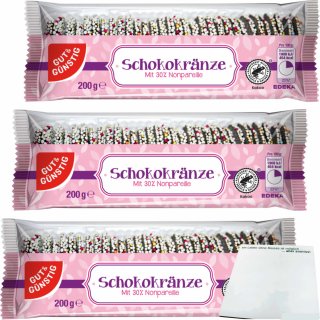 Gut&Günstig Schokokränze mit 30% Nonpareille 3er Pack (3x200g Packung) + usy Block
