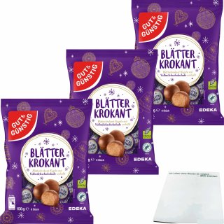 Gut&Günstig Blätterkrokant-Kugeln 3er Pack (3x150g Packung) + usy Block