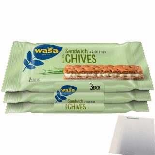 Wasa Knäckebrot Sandwich Käse & Schnittlauch Multipack (111g Packung) + usy Block