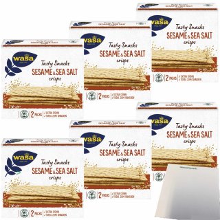 Wasa Knäckebrot Delicate Crisp Sesam & Meersalz 6er Pack (6x190g Packung) + usy Block