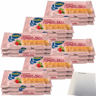 Wasa Knäckebrot Sandwich Käse, Tomate & Basilikum Multipack 6er Pack (6x120g Packung) + usy Block