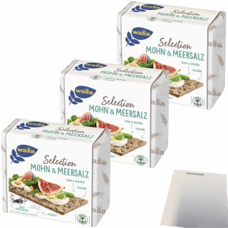 Wasa Selection Mohn & Meersalz 3er Pack (3x245g Packung) + usy Block