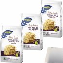 Wasa Knäckebrot Delicate Cracker Schwarze und grüne Oliven 3er Pack (3x150g Beutel) + usy Block