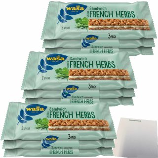 Wasa Knäckebrot Sandwich Käse & Feine Kräuter Multipack 3er Pack (3x90g Packung) + usy Block