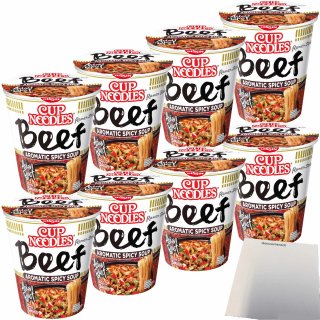 Nissin Cup Noodles 5 Spices Beef 8er Pack (8x64g Tasse) + usy Block