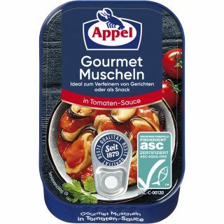 Appel Gourmet Muscheln in Tomaten-Sauce VPE (10X100g Dose)