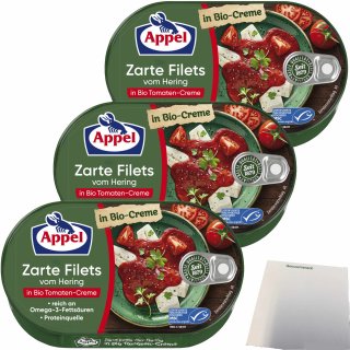 Appel MSC zarte Heringsfilets in Bio-Tomaten-Creme 3er Pack (3x200g Dose) + usy Block