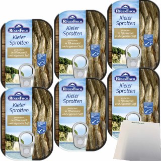 Rügenfisch Kieler Sprotten 6er Pack (6x106g Dose) + usy Block