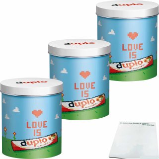 Ferrero duplo Design Dose mit 24 Riegeln Motiv: Love is Duplo 3er Pack (3x436,8g Dose) + usy Block
