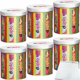 Ferrero duplo Design Dose mit 24 Riegeln Motiv: 60s Duplo 6er Pack (6x436,8g Dose) + usy Block