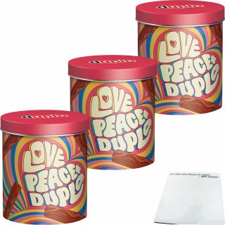 Ferrero duplo Design Dose mit 24 Riegeln Motiv: Love Peace + Duplo 3er Pack (3x436,8g Dose) + usy Block