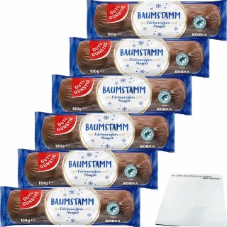 Gut&Günstig Baumstamm mit Edelmarzipan und Nougat 6er Pack (6x100g Packung) + usy Block