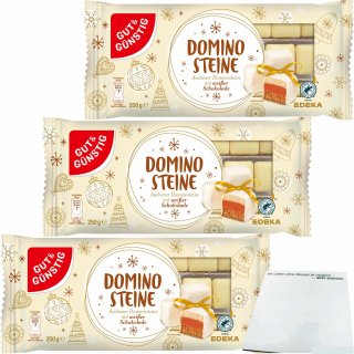 Gut&Günstig Dominosteine Weiß 3er Pack (3x250g Packung) + usy Block