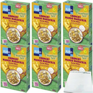 Kölln Müsli Crunchy Mango-Maracuja Hafer 6er Pack (6x400g Packung) + usy Block